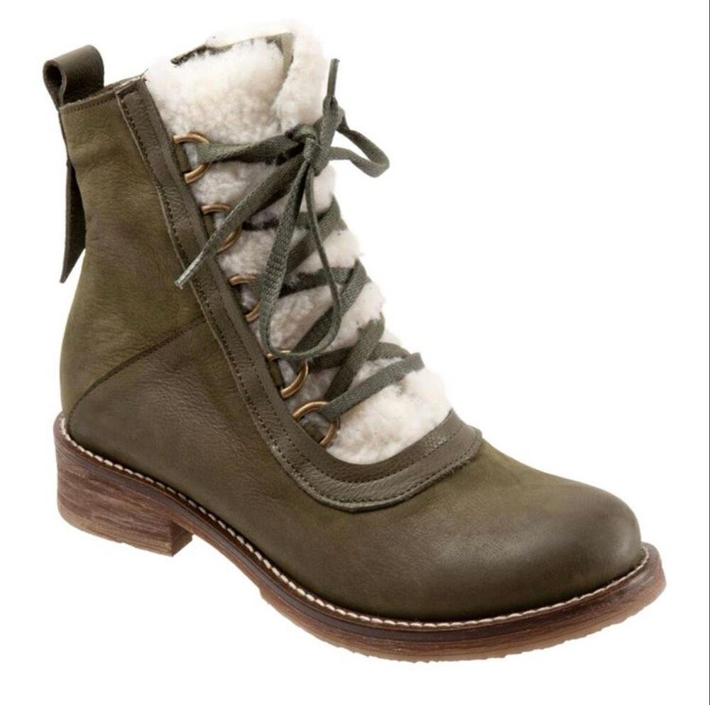 Bueno Teddy Casual Furry Hiking Boots Lace Bootie olive green Women's EU 40/US10